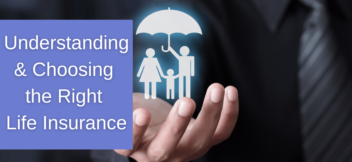 A hand holding a hologram of a stick figure family with a parent holding an umbrella over the rest of the family to represent the concept of life insurance